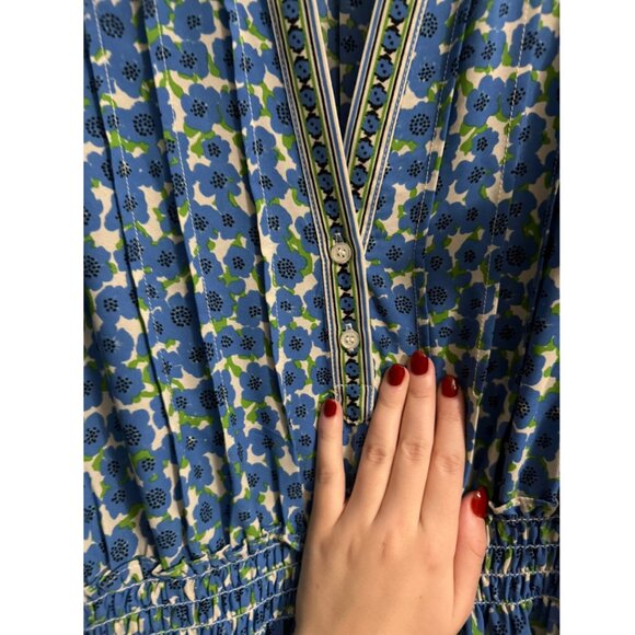 Long, short sleeve blue floral dress Max Studio Size Large - Picture 3 of 10